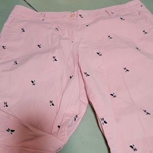 Talbots pink weekend Chino with French Bulldogs
